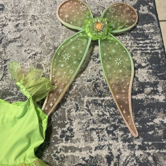 Disney Store Tinkerbell Green Feather Costume Dress Girl's 9/10 - Picture 8 of 15